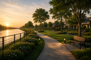 Landscaped green spaces